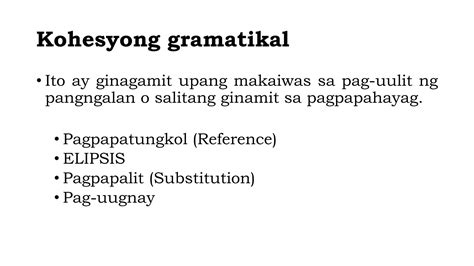 SOLUTION: Mga panandang kohesyong gramatikal 3 - Studypool