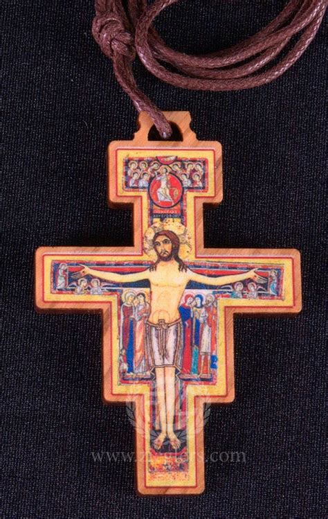 San Damiano Crucifix Pendant Necklace | Wood | 2 Sizes | Cord Italy | PG52 - F.C. Ziegler Company