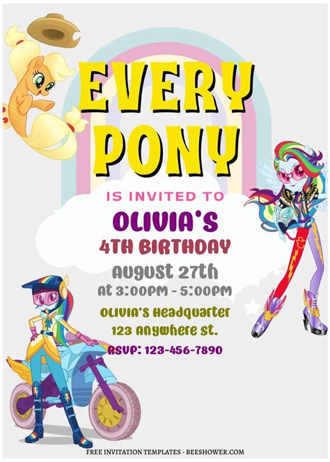 (Free Editable PDF) Lovely My Little Pony Baby Shower Invitation ...