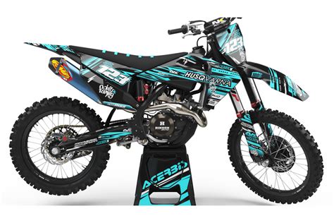 Custom dirt bike Graphics kit Husqvarna JUST1 TEAL | custom-graphics-mx