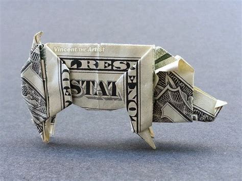 PIG Money Origami - Animal Made of Real Dollar Bill Money Origami Heart, Origami Car, Origami ...