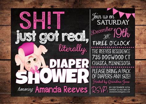 The Original Sh*t just got real Funny Baby Shower Invitation - Sh*t ...