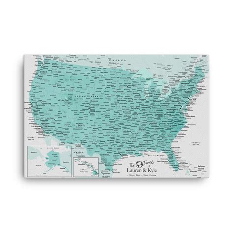 Watercolor United States Push Pin Map With 1,000 Pins – Modern Map Art