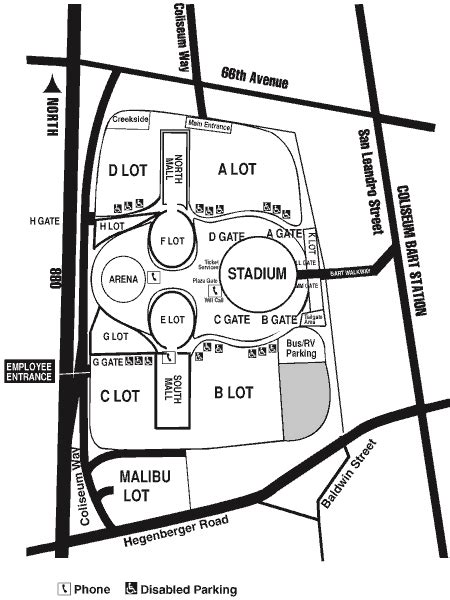 Oakland Coliseum parking map - Stadium Parking Guides