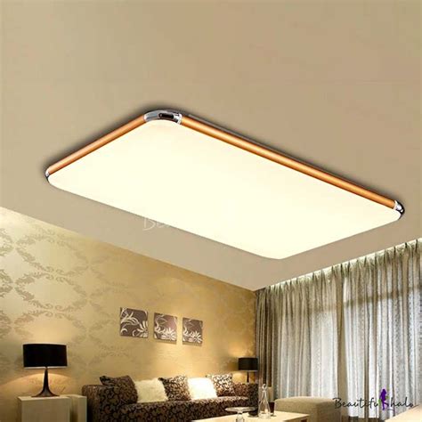 Ultra Thin Rectangle Flush Mount Contemporary Concise LED Ceiling Light with Gold Metal Frame ...