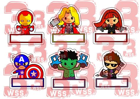 Name Tags Superhero Templates as Toppers or Stickers for - Etsy ...