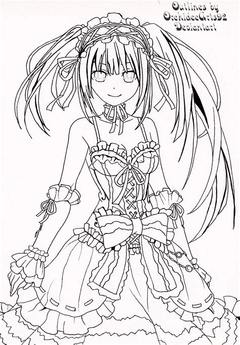 Outlines Tokisaki Kurumi by OrchideeArts92 on DeviantArt