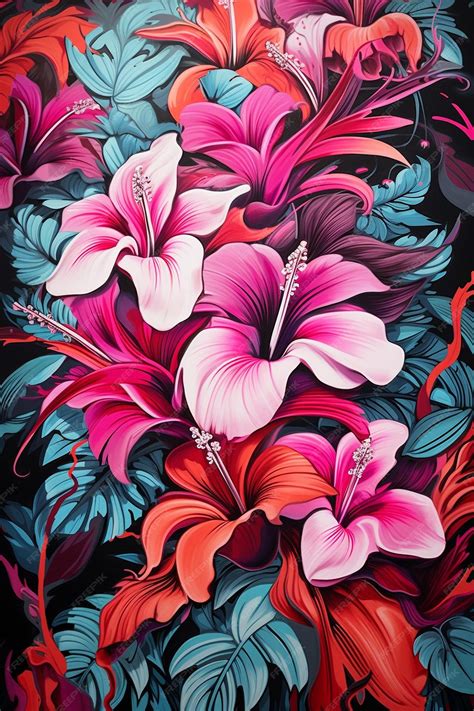 Fondo de pantalla de flores tropicales | Vector Premium