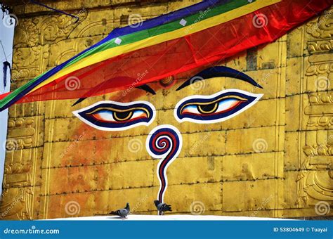 Buddha Eyes Or Wisdom Eyes At Swayambhunath Temple Or Monkey Temple ...