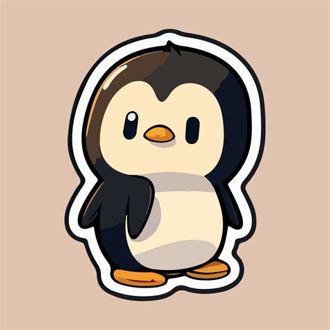 Cute Baby Penguin love and happy expression sticker, flat cartoon style vector illustration with ...