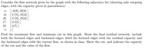 Solved Consider the flow network given by the graph with the | Chegg.com