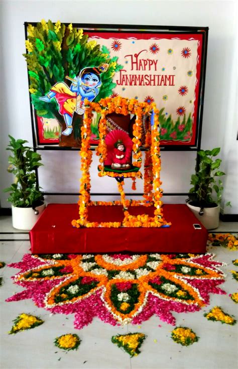 Art ,Craft ideas and bulletin boards for elementary schools: Janmashtami Mandir decoration