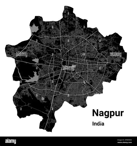 Nagpur map. Detailed vector map of Nagpur city administrative area. Cityscape poster ...