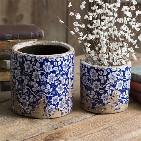 Set of Two Rustic Ceramic Flower Pots | Ceramic flower pots, Flower pots, Ceramic flowers