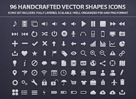 96 Handcrafted Vector Shapes Icons Set Graphic Design Junction