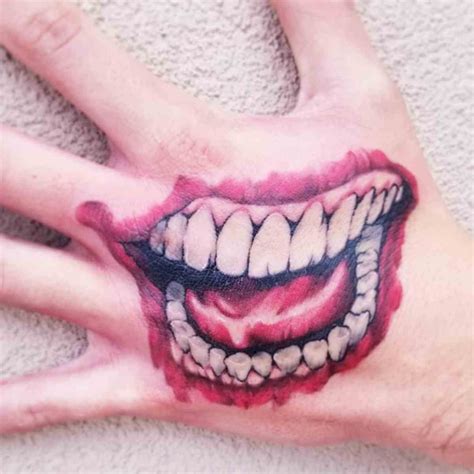 Famous Tattoos, Fake Tattoos, Tattoos For Guys, Joker Smile Hand Tattoo, Joker Smile Tattoo ...