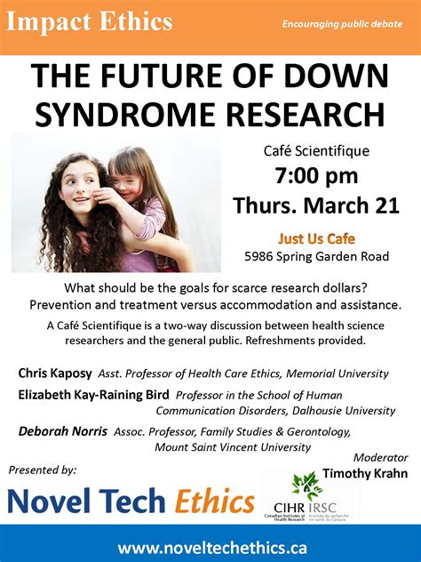 The Future of Down Syndrome Research. CIHR Cafe Scientifique - Impact ...