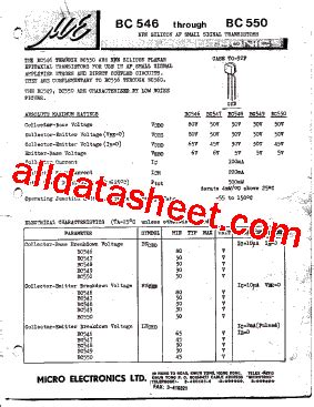 BC547 Datasheet(PDF) - Micro Electronics