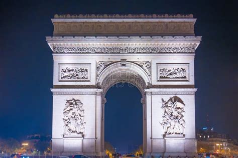 Arc de Triomphe by night stock image. Image of roundabout - 283113273