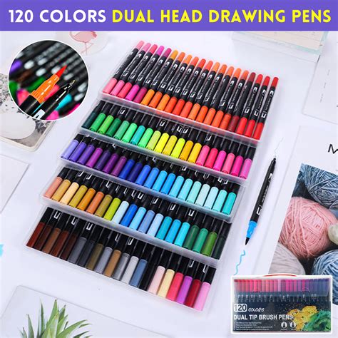 New 120 Colors Watercolor Pen Drawing Washable Art Markers Pen for Kids ...