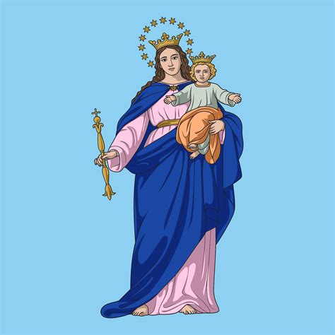 Our Lady Mary Help of Christians Colored Vector Illustration 20913667 ...