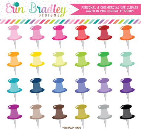 Thumbtacks Clipart – Erin Bradley/Ink Obsession Designs