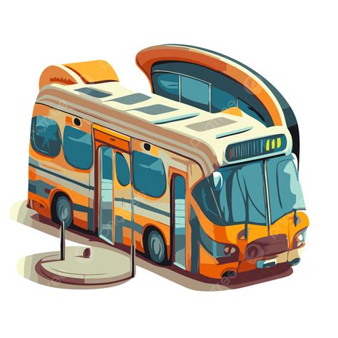 Cartoon Bus With A Station Vector Clipart, Bus Station, Bus Station Clipart, Cartoon Bus Station ...