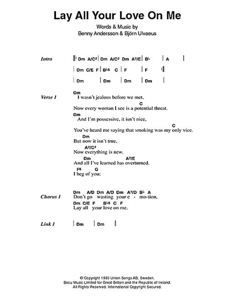 ABBA "Lay All Your Love On Me" Sheet Music Notes | Download Printable PDF Score 33658