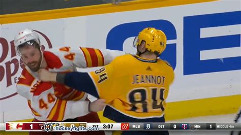 Erik Gudbranson vs. Tanner Jeannot, April 26, 2022 - Calgary Flames vs. Nashville Predators