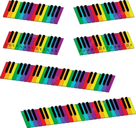 Isometric Colorful Piano Keyboard Set Classic Key Fingering Vector, Classic, Key, Fingering PNG ...