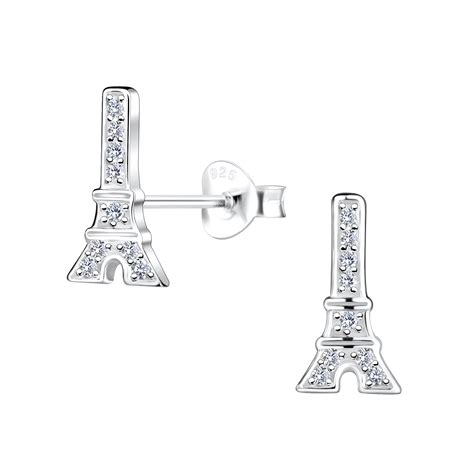 925 Silver Jewelry | Silver Eiffel Tower Stud Earrings - 17334