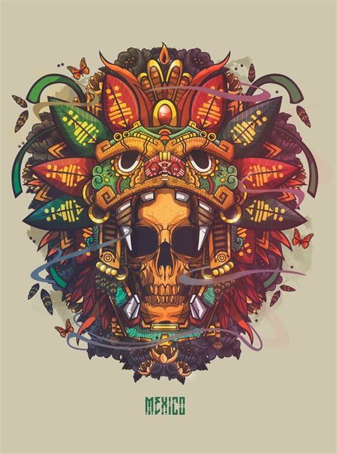 Aztec art, Skull art, Mexican art