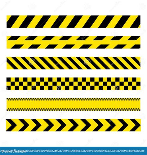 Yellow and Black Set Stripes. Barricade Construction Tape Stock Vector ...