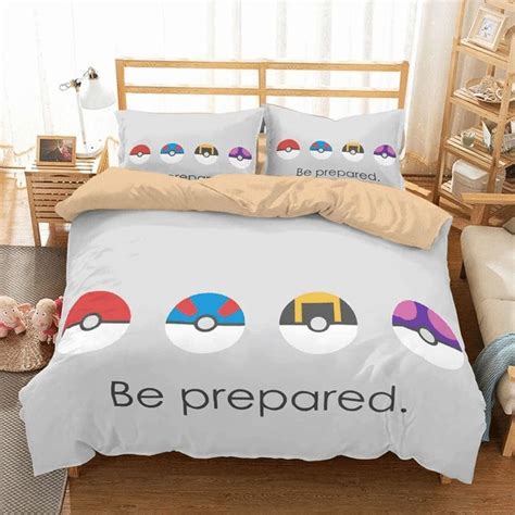 Pokemon Bed Set White PokeBall Anime Bedding - RobinPlaceFabrics