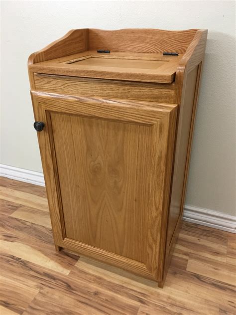 Wood Wastebasket, Kitchen Organizer Storage, Trash Can Oak Wood – JDi Home