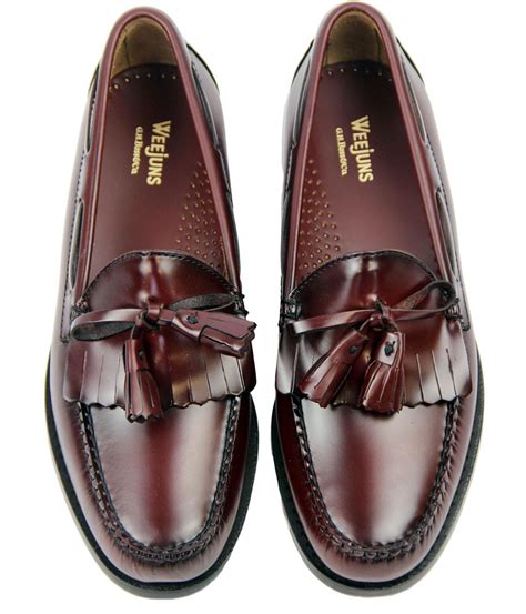 BASS WEEJUNS Layton Retro Mod Wine Tassel Fringe Loafer Shoes