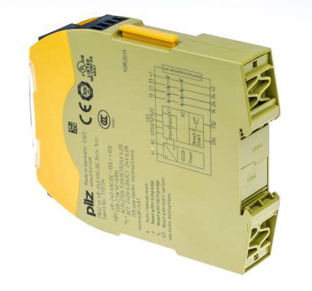 750134 Pilz | Pilz PNOZ s4 48 → 240 V ac/dc Safety Relay Dual Channel With 3 Safety Contacts ...