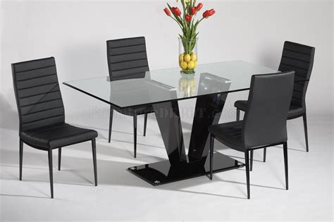 Glass Top & Black Gloss Base Dining Table w/Optional Chairs