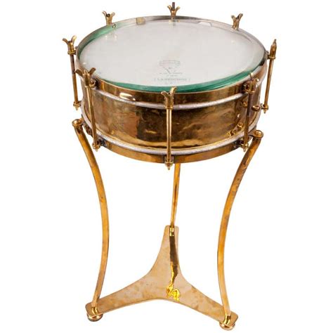 Solid Brass Military or Marching Band Snare Drum Converted to Table ...