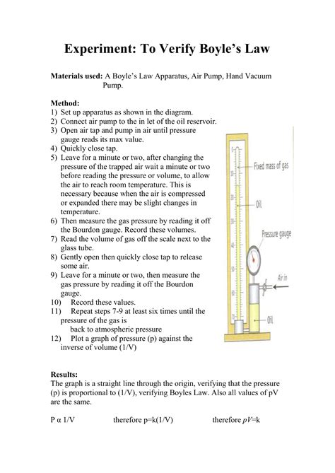 Experiment: To Verify Boyle`s Law - Dominican