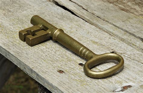 Vintage Brass Key, Large Skeleton Key, Heavy Gold Color Paper Weight, Study Desk Decor, Thick ...