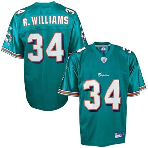 Reebok NFL Equipment Miami Dolphins #34 Ricky Williams Aqua Replica Football Jersey