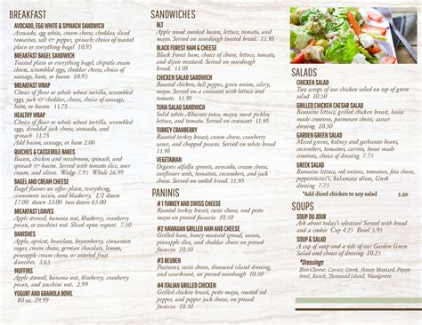 Menus | Village Baking Company & Cafe