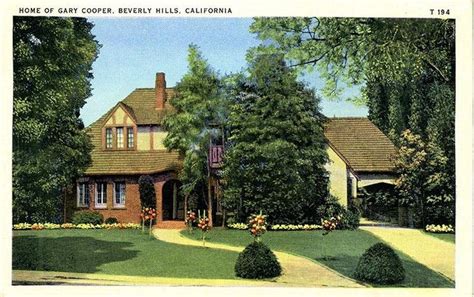 Actor Gary Cooper Beverly Hills California Home Vintage Postcard circa ...