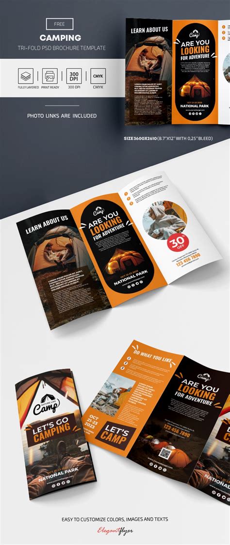 Black Modern Сamping Free Brochure Template PSD | by Elegantflyer