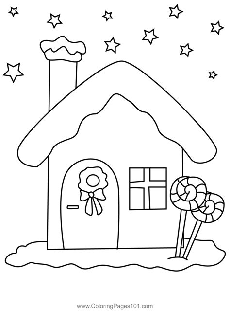 Christmas House Coloring Page for Kids - Free Christmas Decorations ...