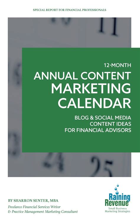 Financial Services 12-Month Annual Content Marketing Calendar