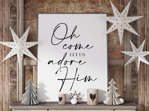 Oh Come Let Us Adore Him Sign Christmas Printable Wall Art | Etsy