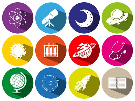 Round icons with sciece symbols 448245 Vector Art at Vecteezy