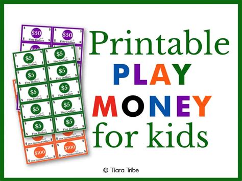 Printable Play Money For Kids - Tiara Tribe